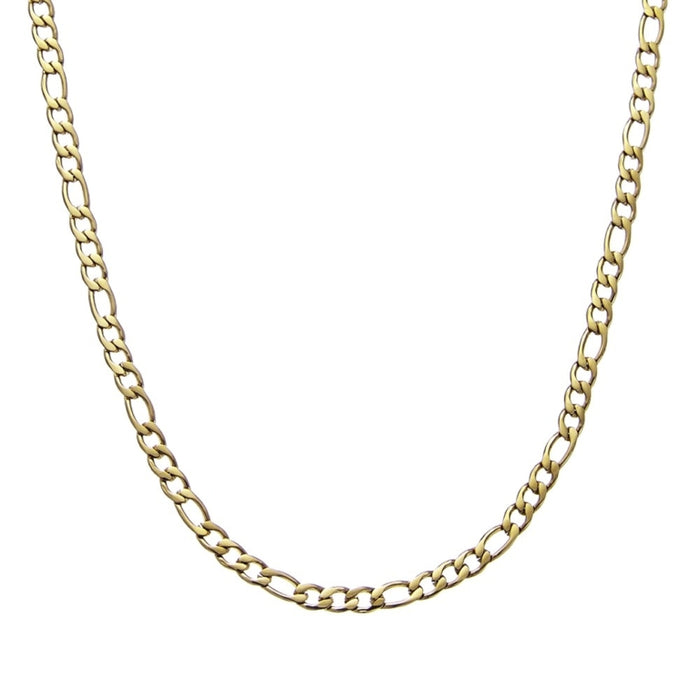 Blaze Stainless Steel 3.5mm Shiny 18K Gold Plated Figaro Link Chain