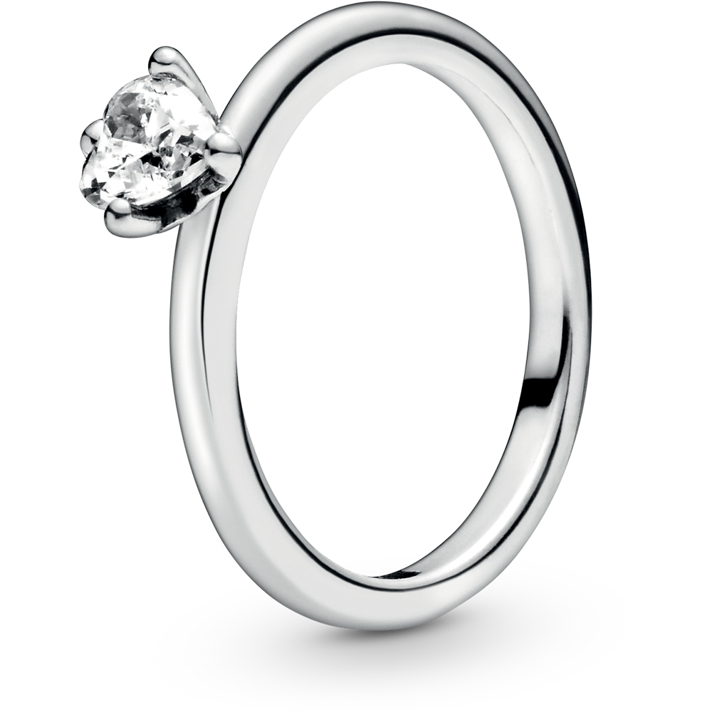 Heart sterling silver ring with clear cubic zirconia