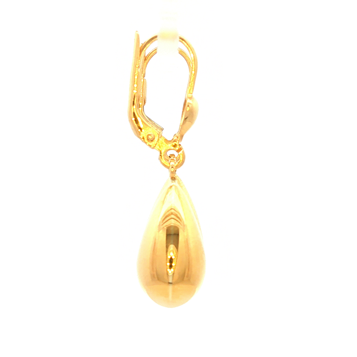 Oval Shiny Drop Earriings in Yellow Gold