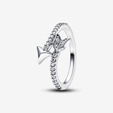 Arrow sterling silver ring with clear cubic zirconia