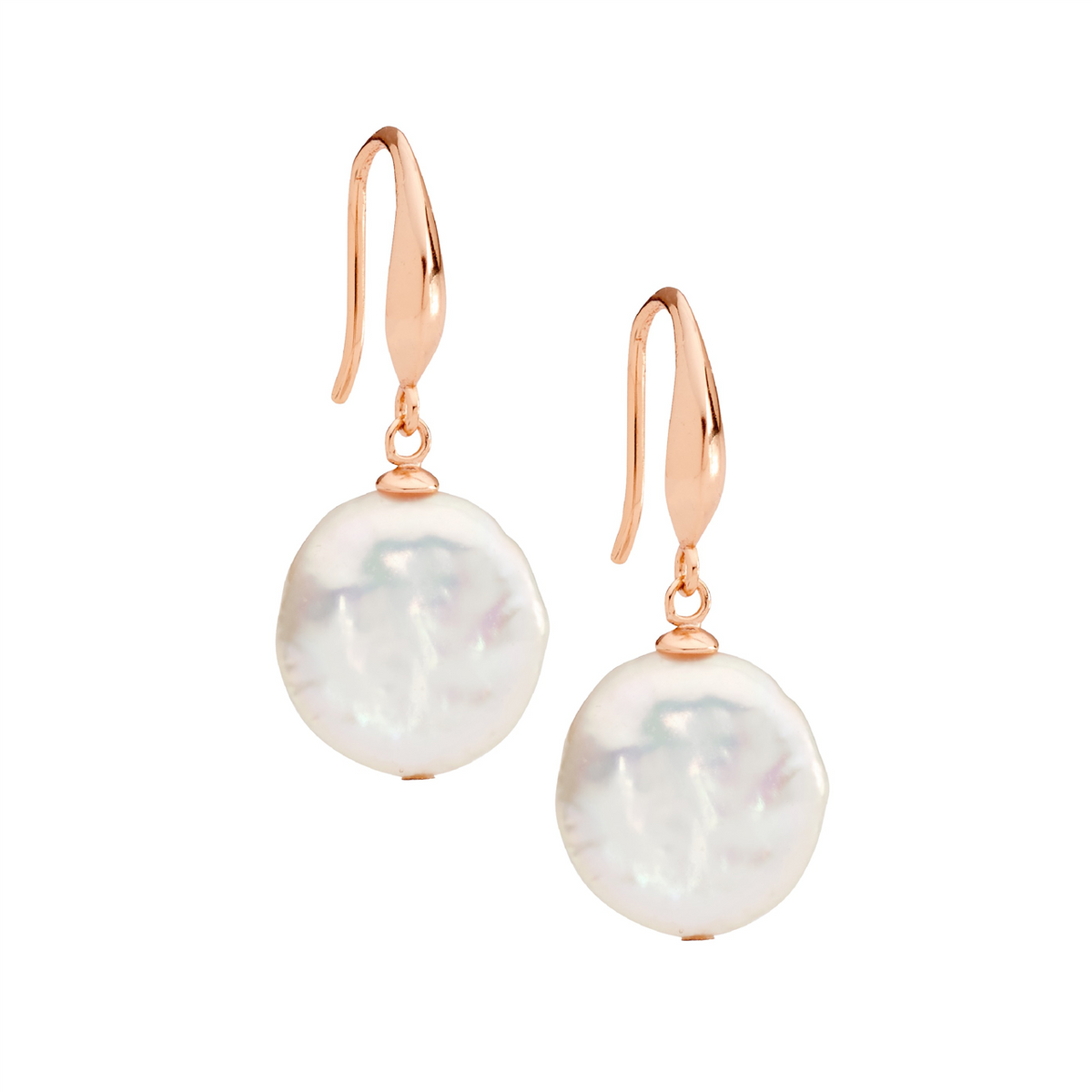 Ellani Freshwater Coin Pearl Earrings in Sheperds Hook