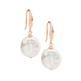 Ellani Freshwater Coin Pearl Earrings in Sheperds Hook