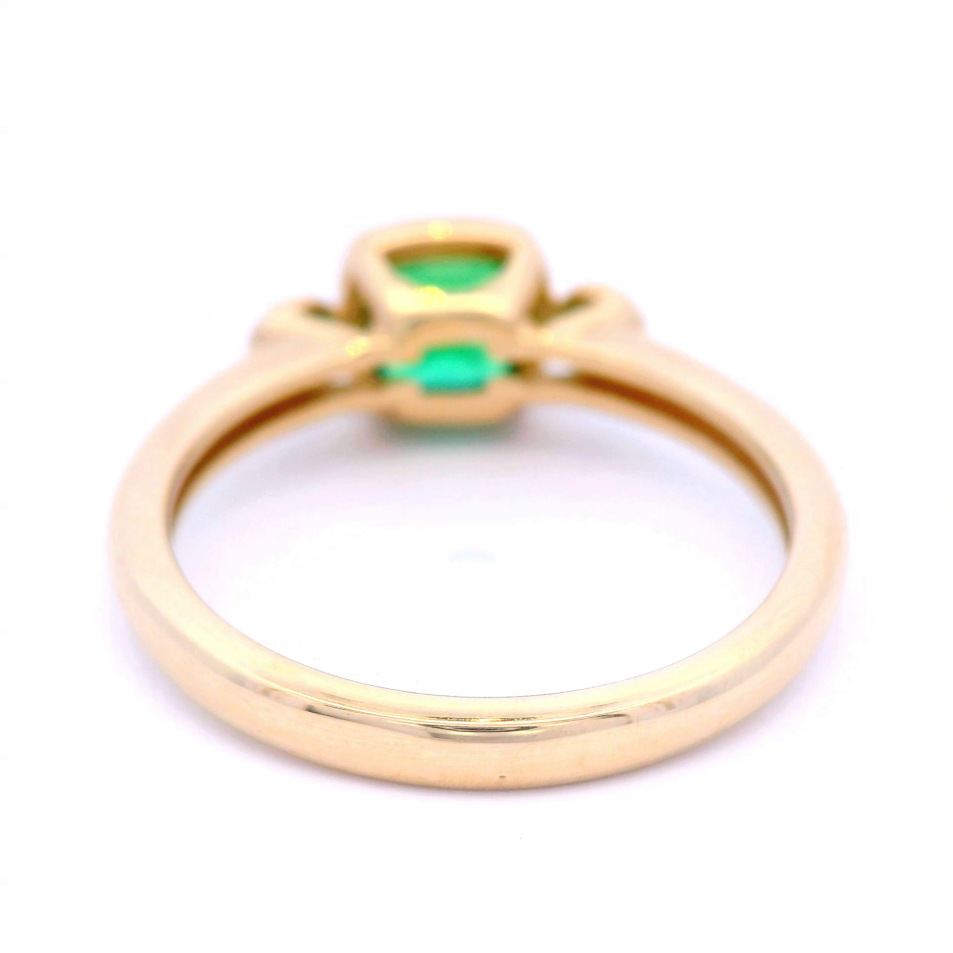 Synthetic Emerald Cushion White Diamond in 9ct Yellow Gold