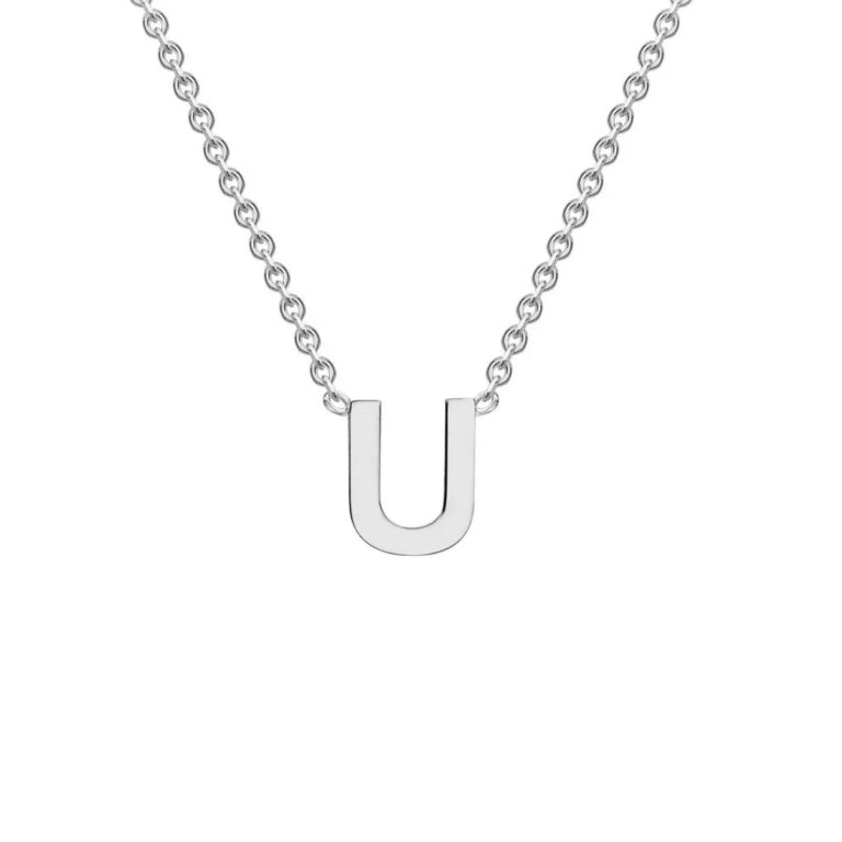 Sterling Silver Necklace with Initial Pendant U