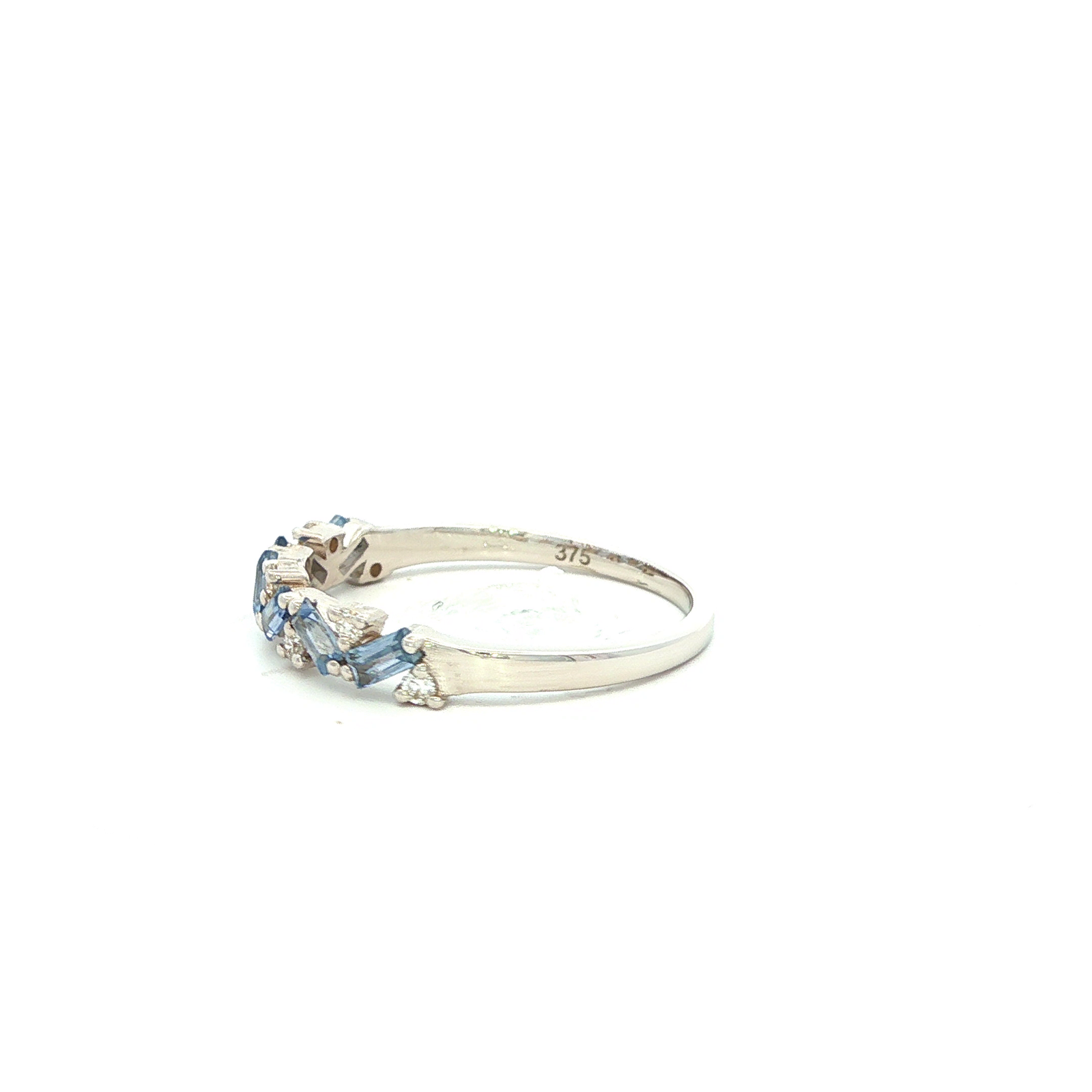 Ceylon Sapphire Baguette and Diamond Dress Ring White Gold