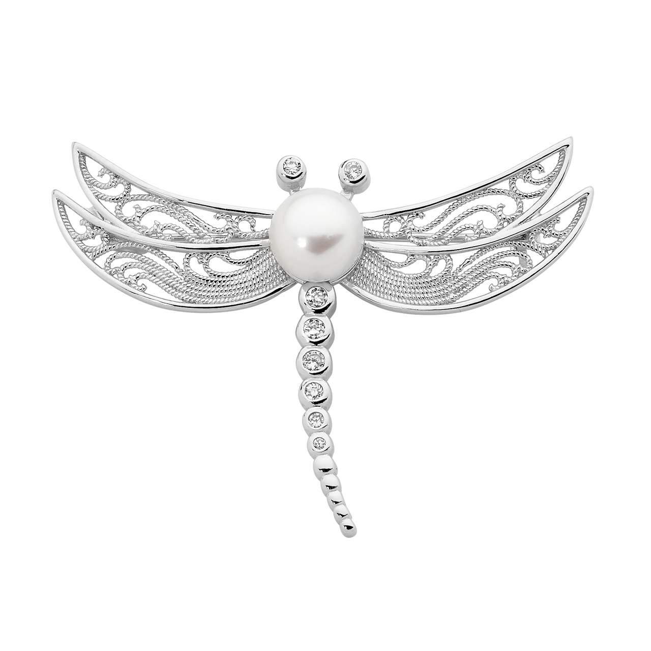 Ellani Dragonfly Brooch w/ Freshwater Pearl