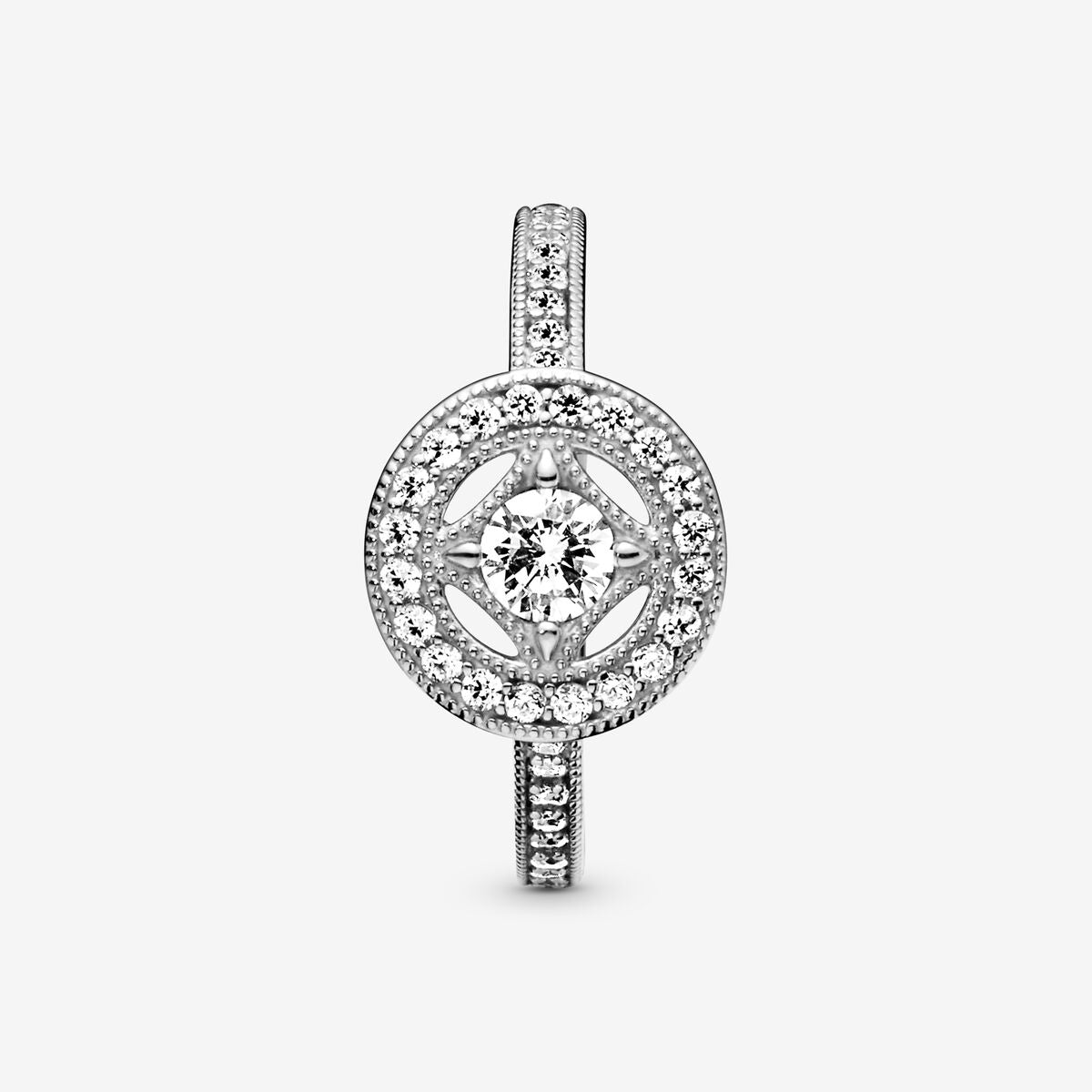 Silver ring with clear cubic zirconia - 54