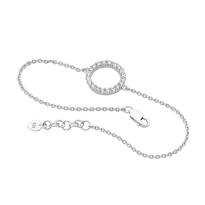 Ellani SS 15mm Circle WH CZ Bracelet