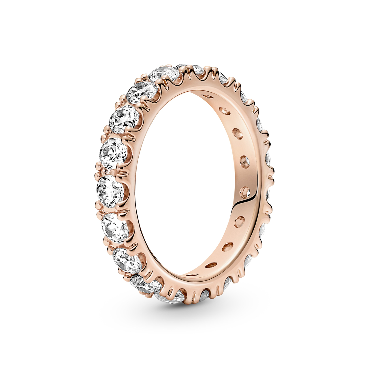 14k Rose gold-plated ring with clear cubic zirconia