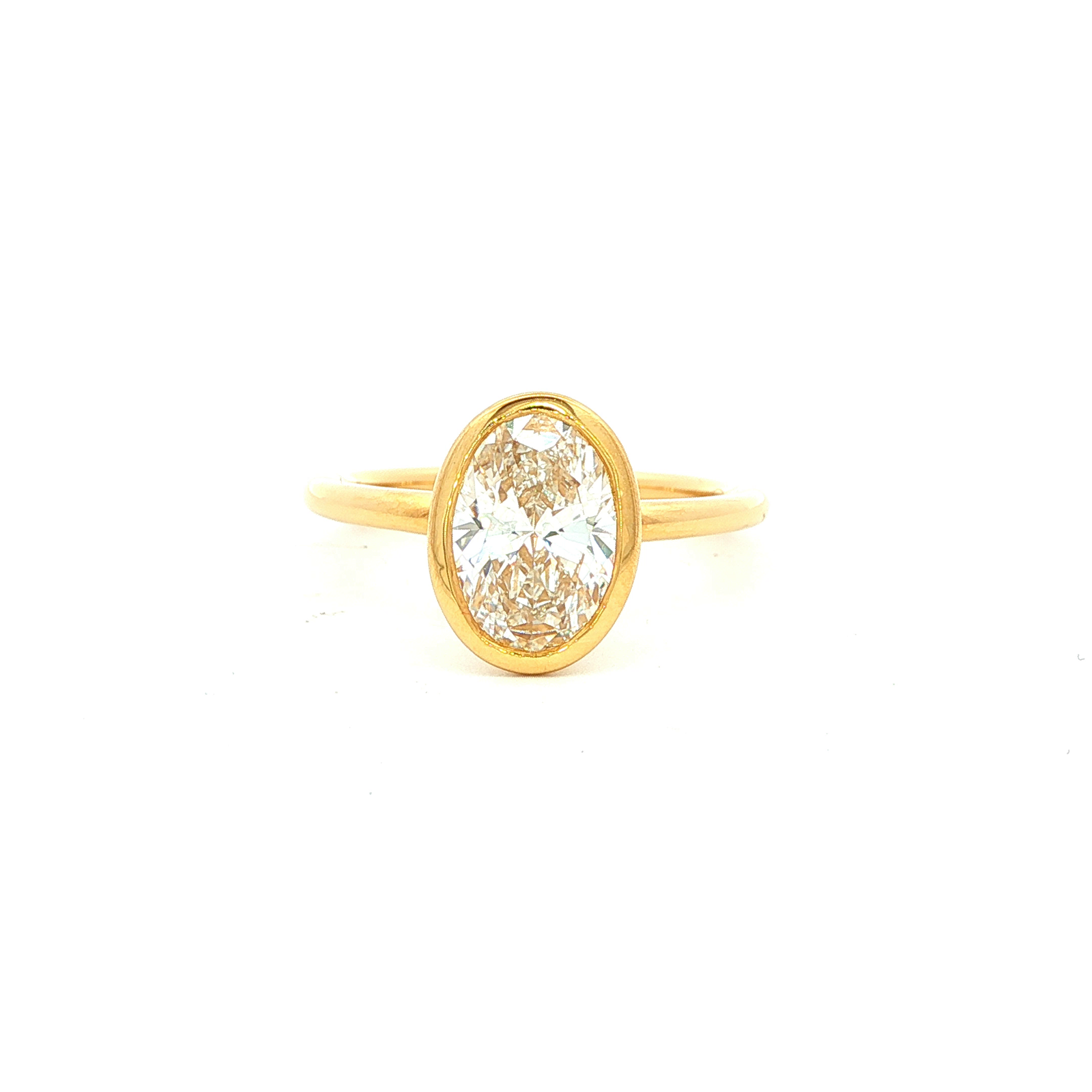 Oval Bezel Solitaire Ring in Yellow Gold