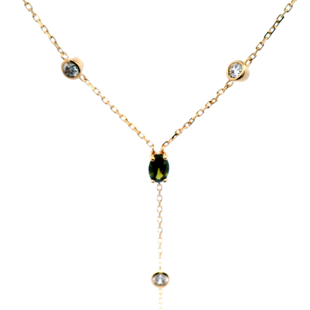 Multi Shape Station Drop Necklace In Yellow Gold