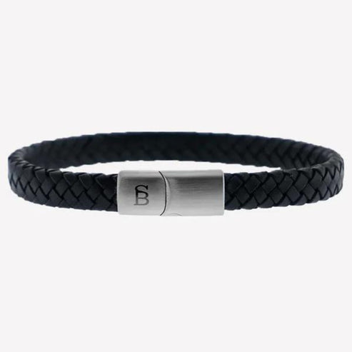 Riley - Black - Leather Box Braided Bracelet
