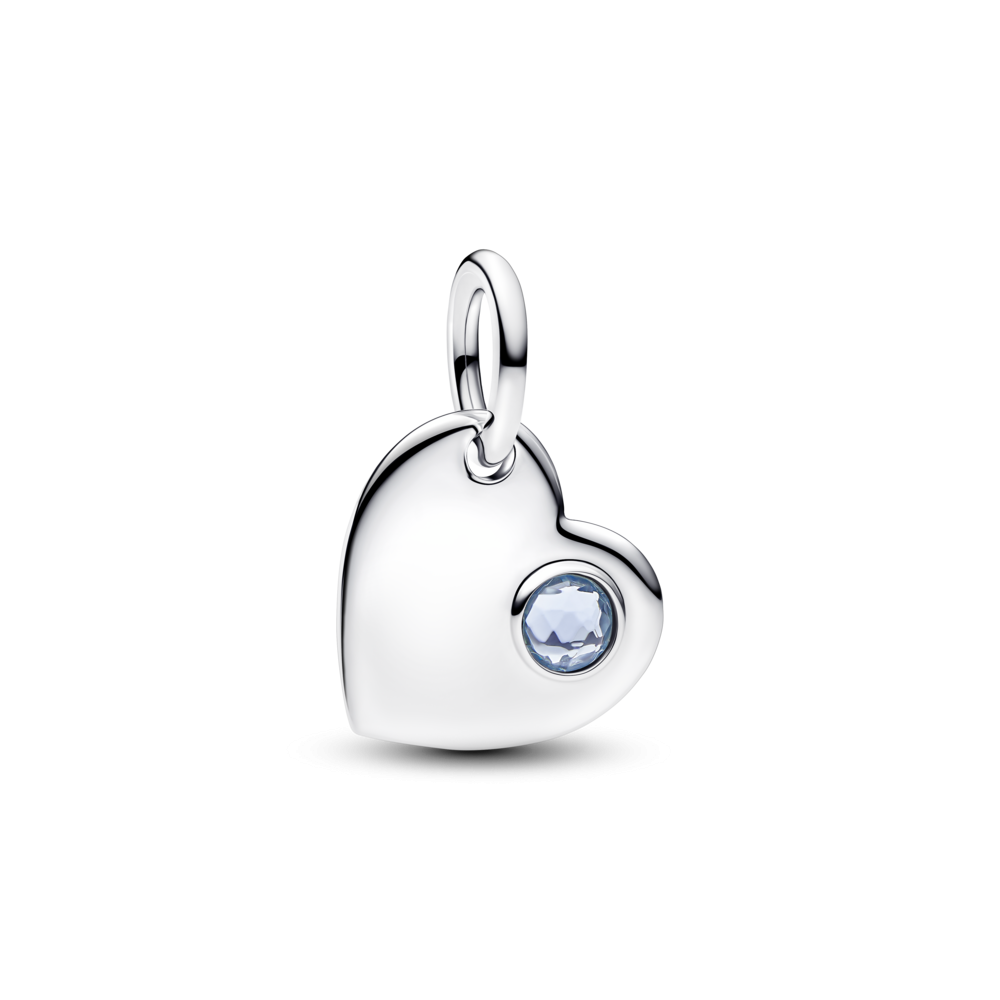 Pandora Engravable Heart Aqua Blue Stone Dangle Charm