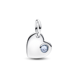 Pandora Engravable Heart Aqua Blue Stone Dangle Charm
