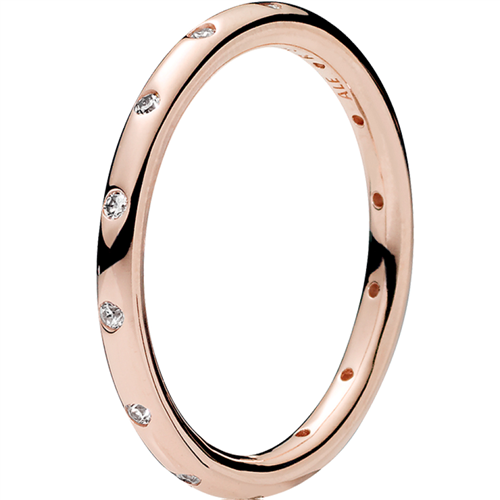 14k Rose gold-plated ring with clear cubic zirconia - 54