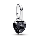 Heart sterling silver mini dangle with blue crystal and blue enamel
