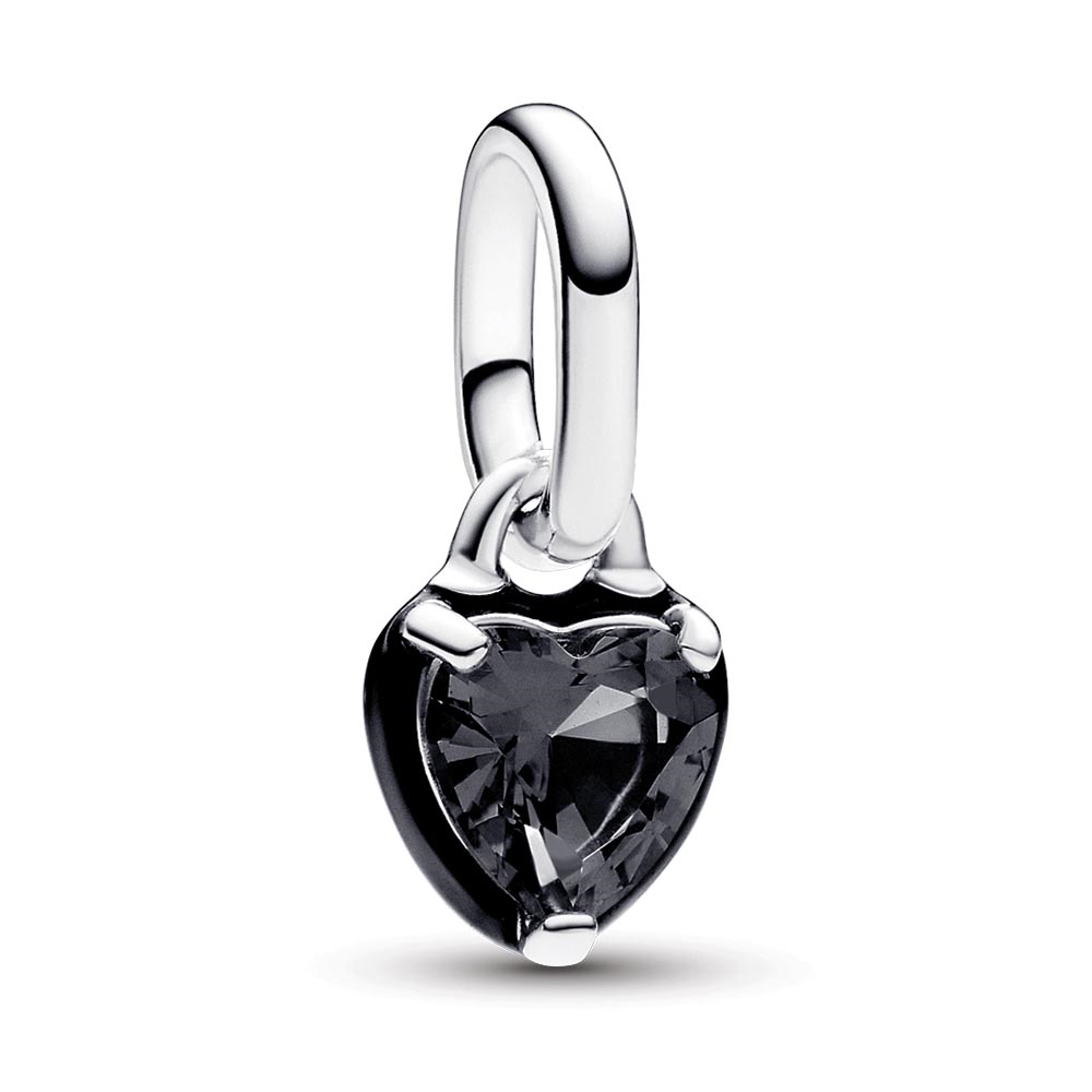 Heart sterling silver mini dangle with blue crystal and blue enamel