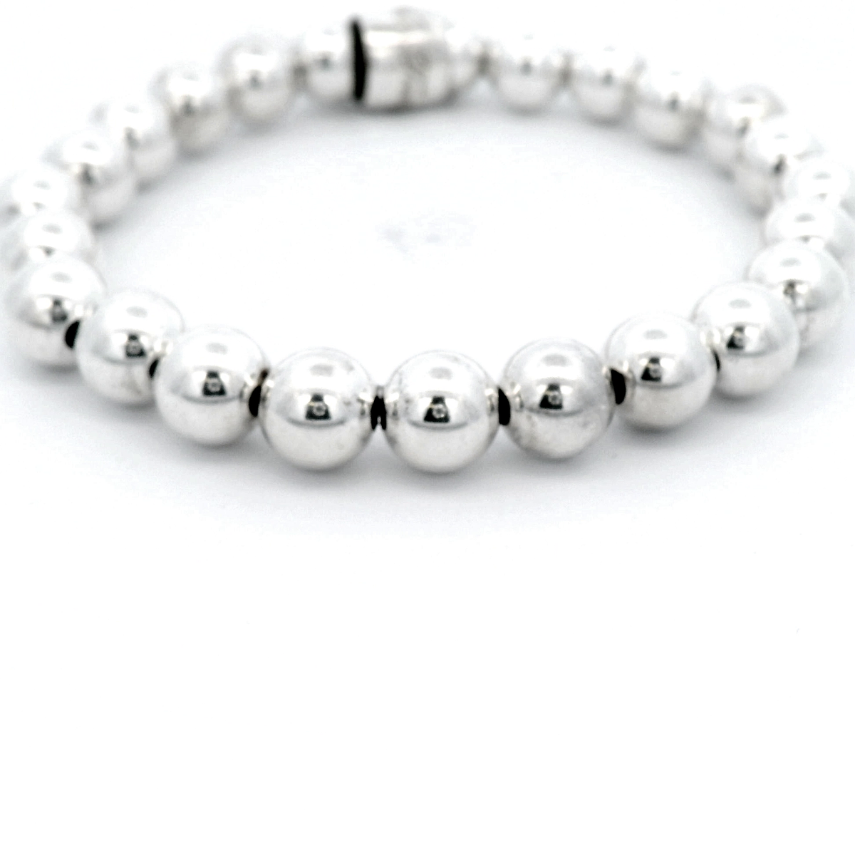 Von Treskow Silver Ball Stretchy Bracelet with Six Pence 1951 Coin