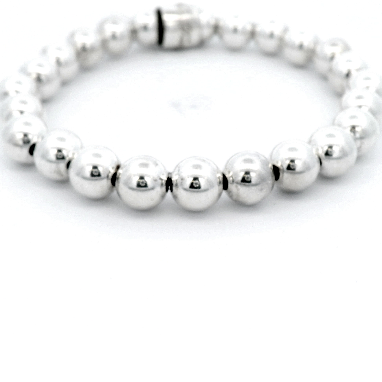 Von Treskow Silver Ball Stretchy Bracelet with Six Pence 1951 Coin