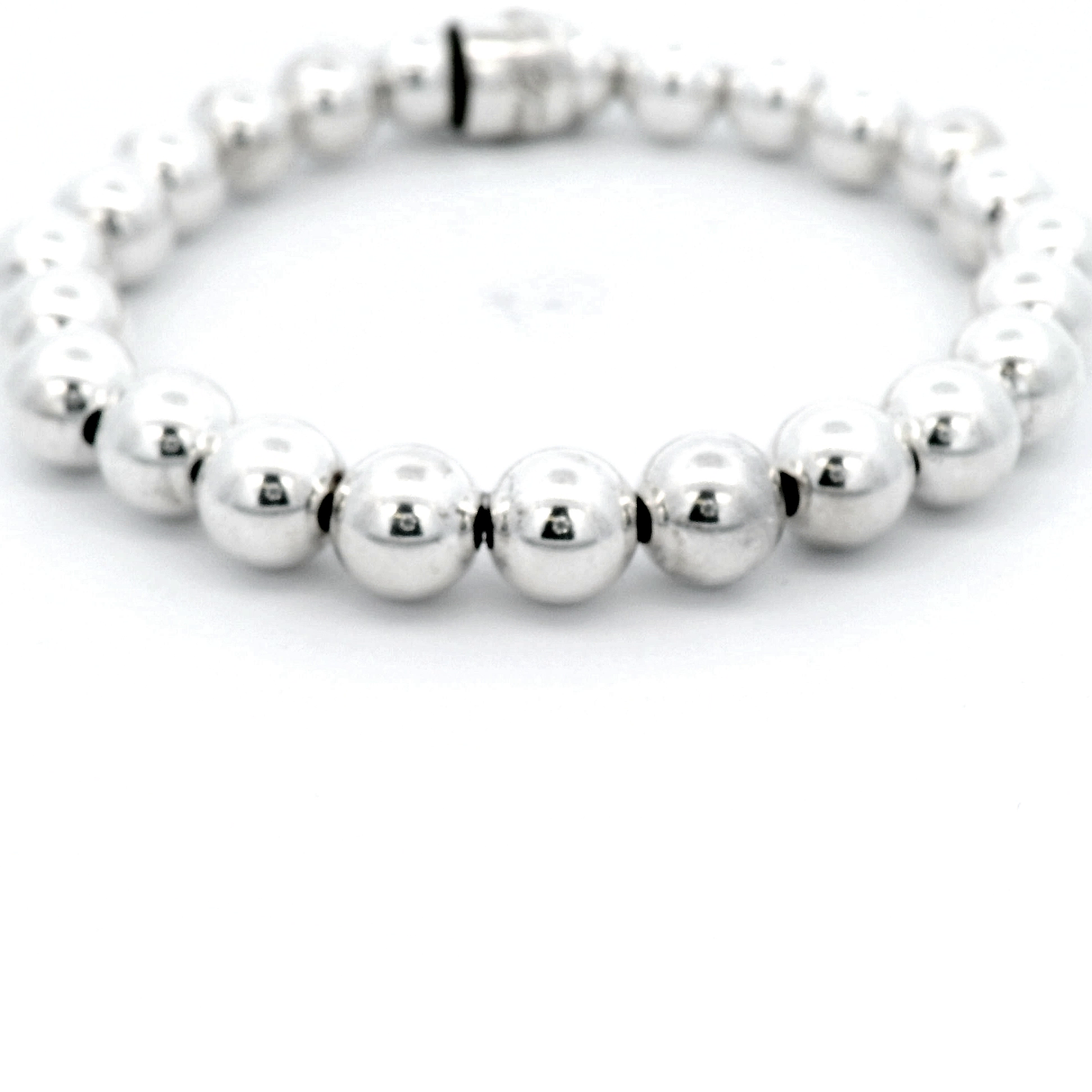 Von Treskow Silver Ball Stretchy Bracelet with Six Pence 1951 Coin