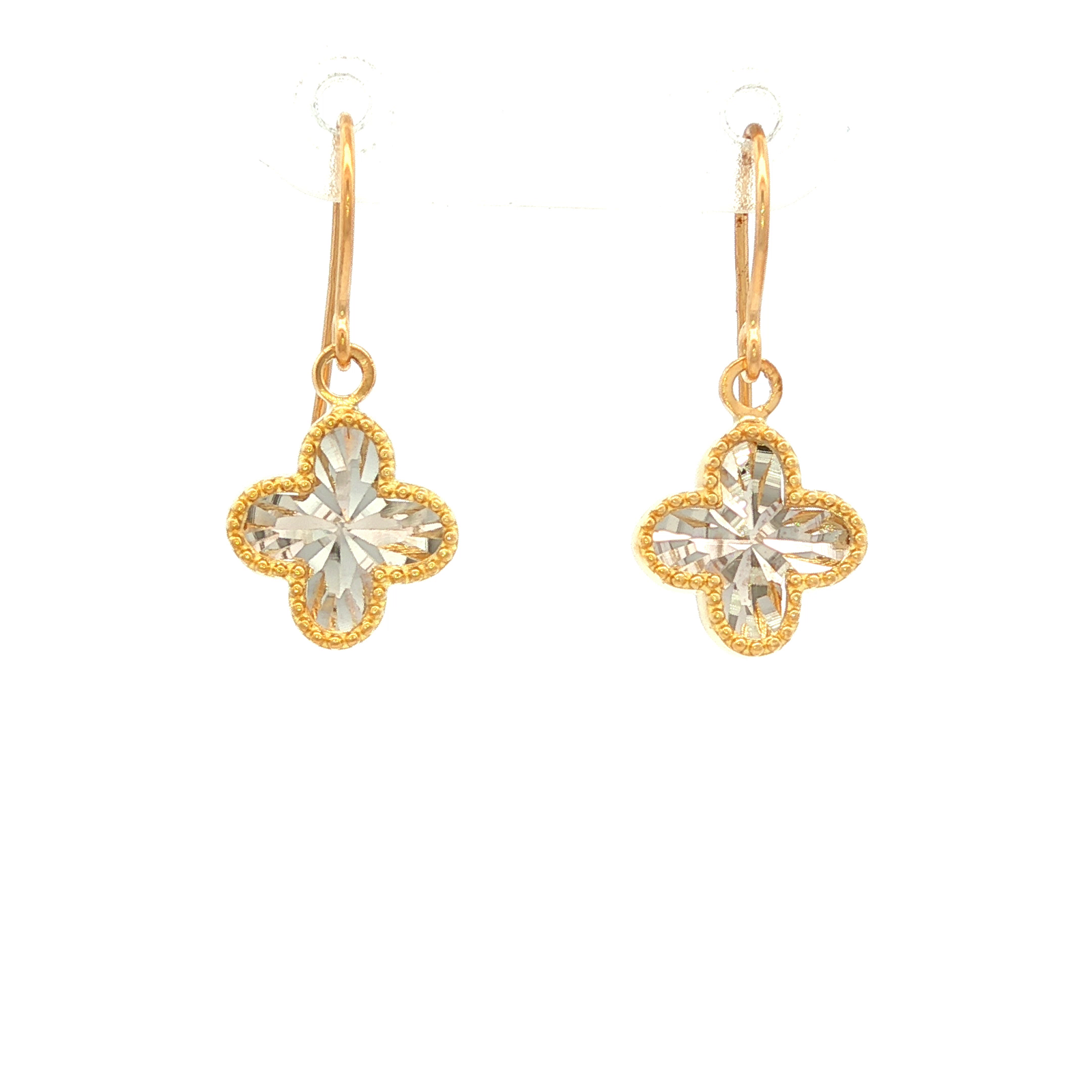 Diamond Cut Fancy Drop Earrings in Yellow Gold