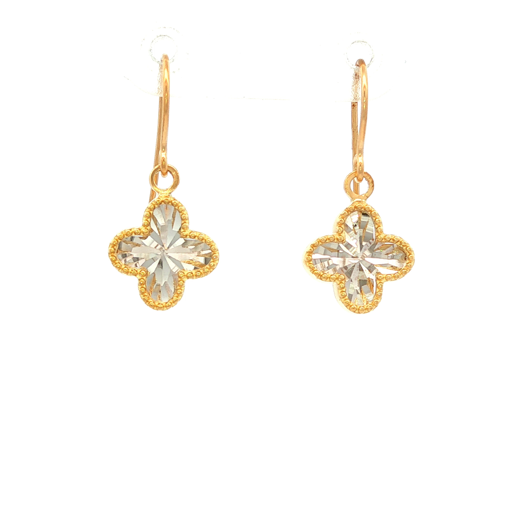 Diamond Cut Fancy Drop Earrings in Yellow Gold