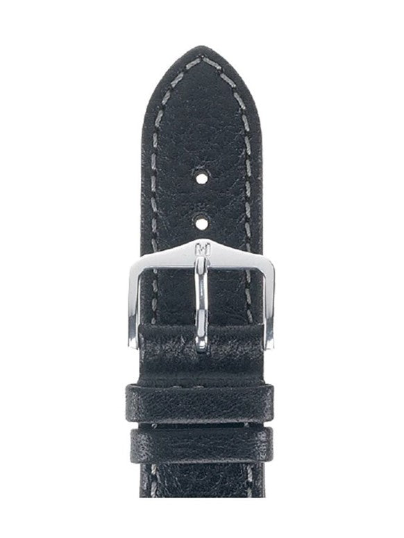 Hirsch Leather Watch Strap Forest L 18 mm Black