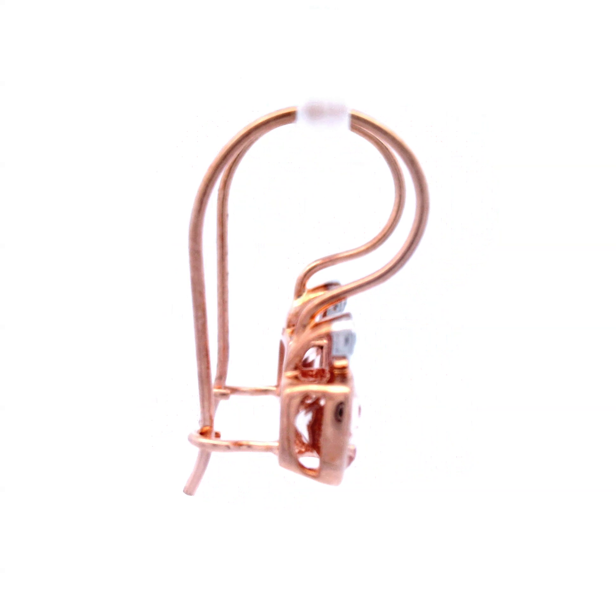 9ct Rose Gold Cushion Set Morganite and Diamond Earrings