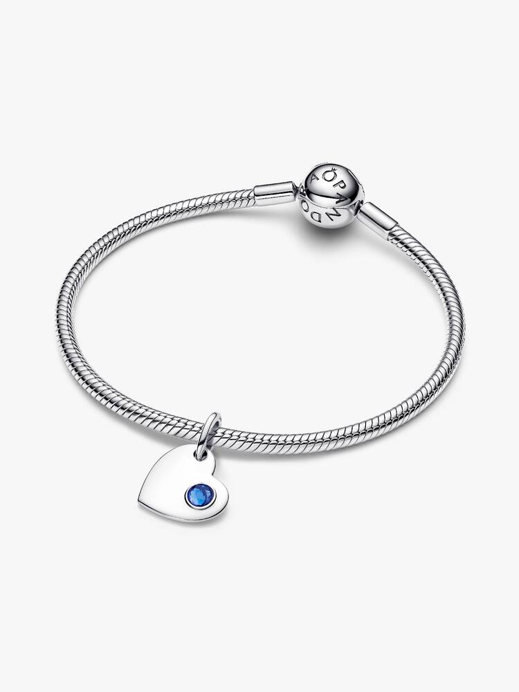 Pandora September Engravable Heart Blue Stone Dangle Charm