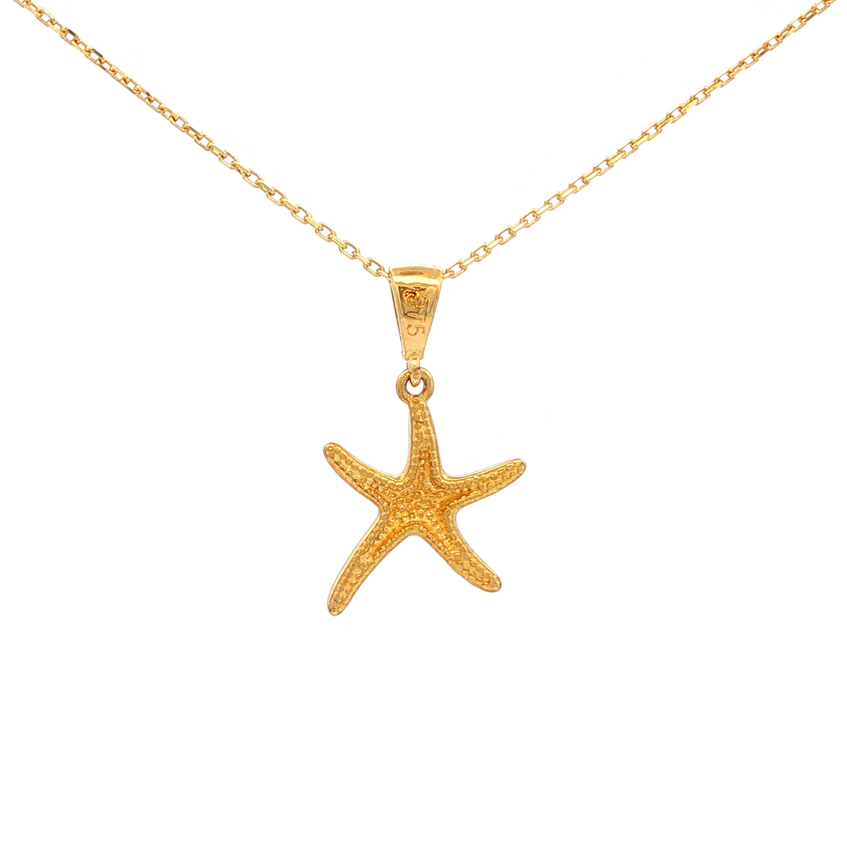 Starfish Charm Necklace in Yellow Gold