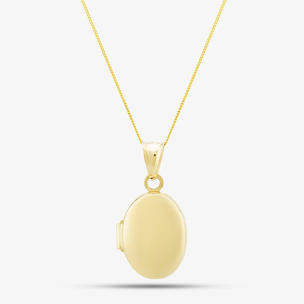 9ct Yellow Gold Plain Oval Locket Necklace
