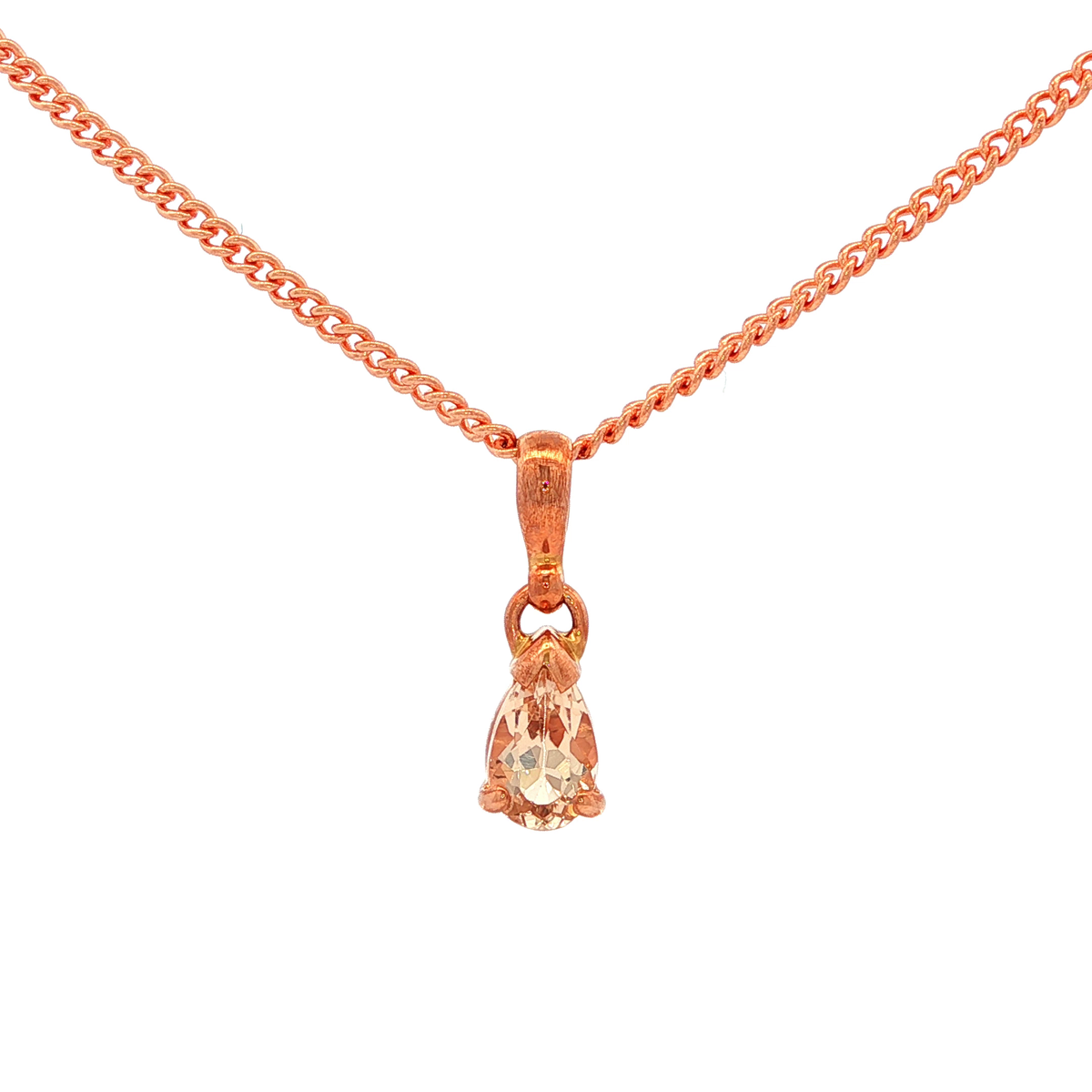 Pear Shape Morganite Gemstone Pendant in Rose Gold