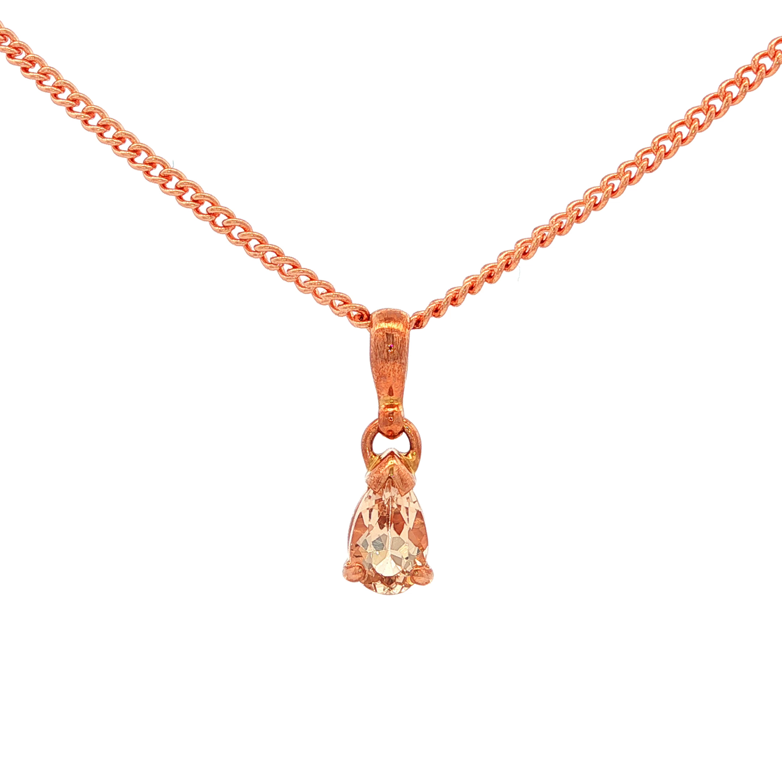 Pear Shape Morganite Gemstone Pendant in Rose Gold