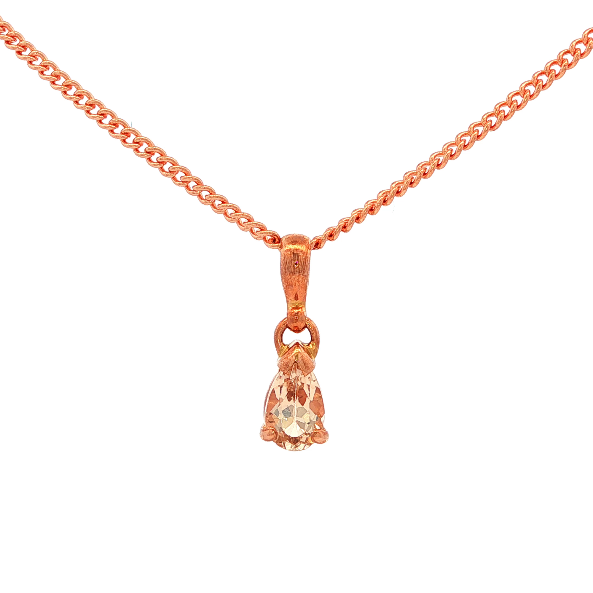 Pear Shape Morganite Gemstone Pendant in Rose Gold