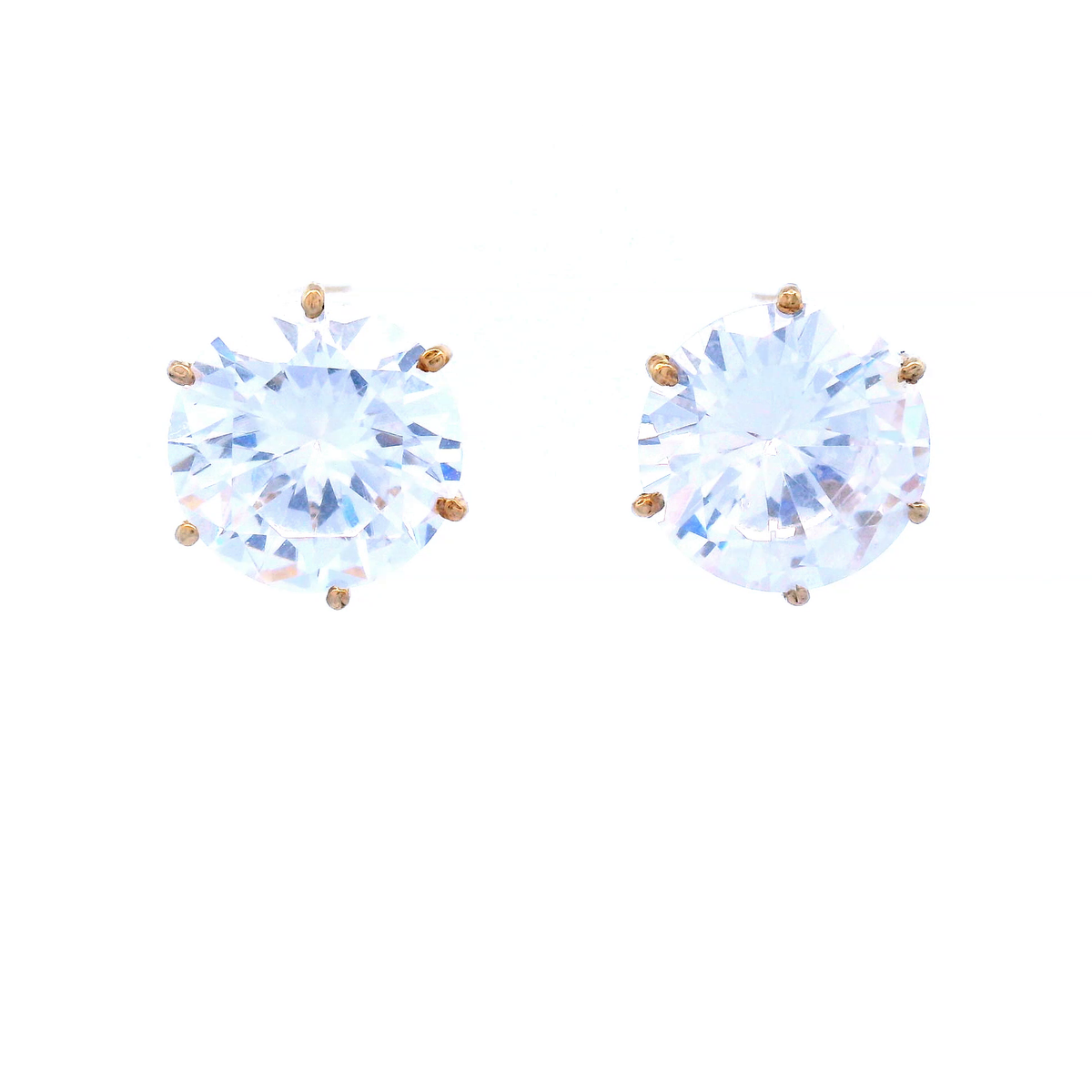 Large Cubic Zirconia Claw Set Stud Earrings Set in 9 Carat Gold