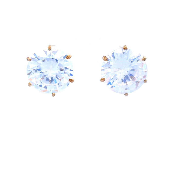 Large Cubic Zirconia Claw Set Stud Earrings Set in 9 Carat Gold