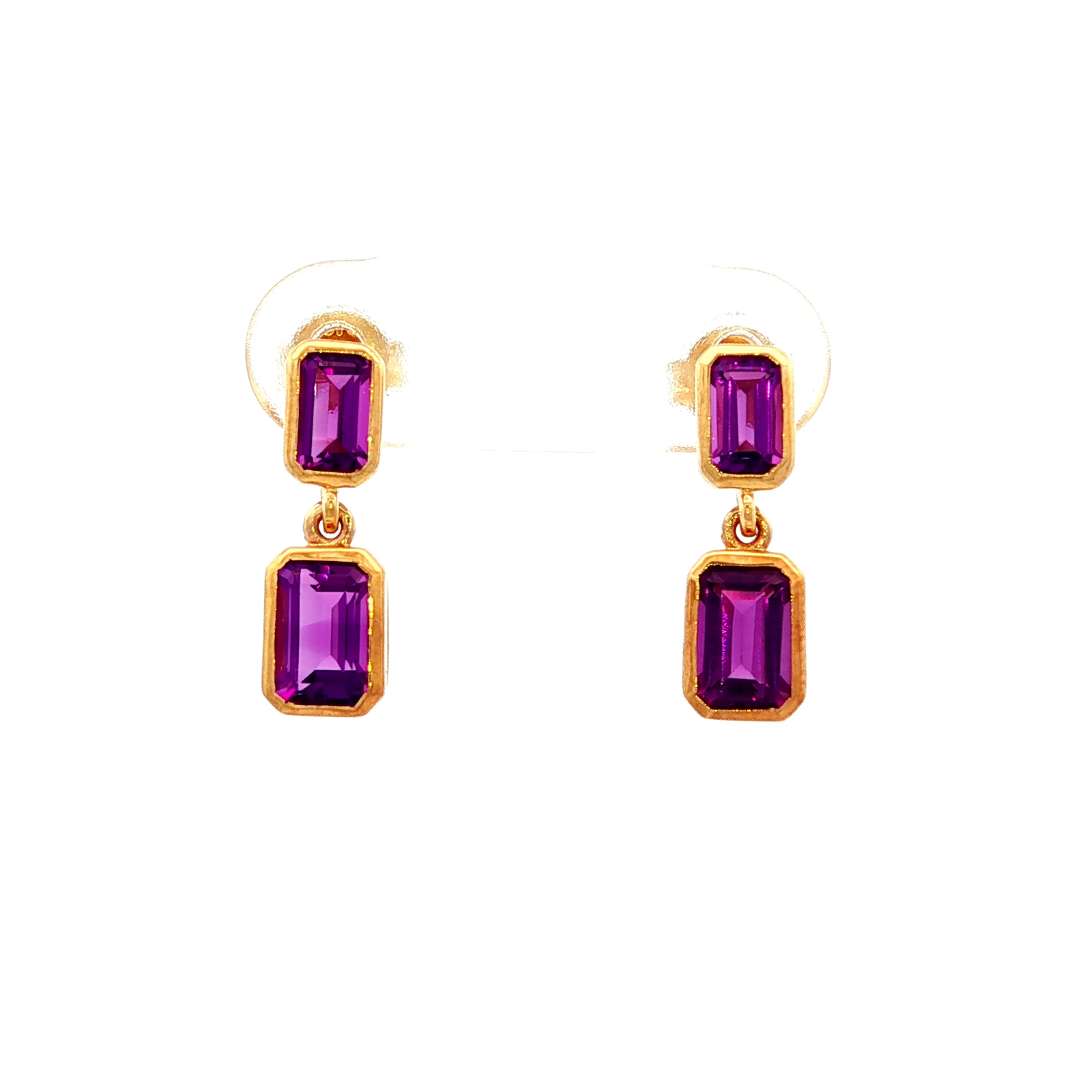 Amethyst Stud Earrings in Yellow Gold