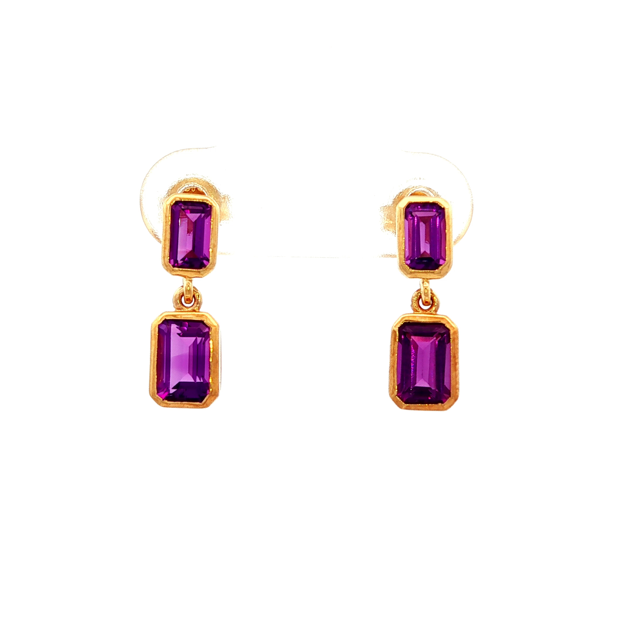 Amethyst Stud Earrings in Yellow Gold