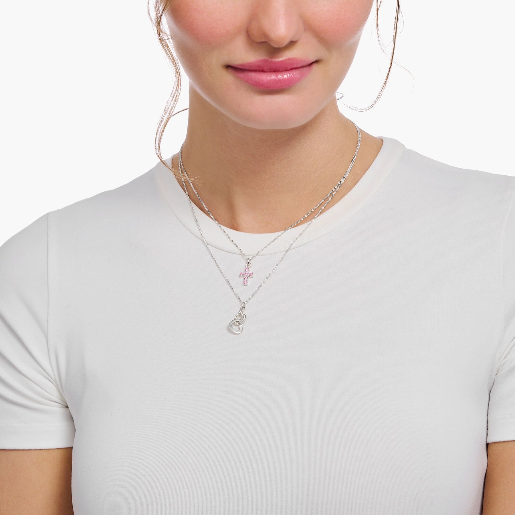 Thomas Sabo Necklace with Intertwined Hearts Pendant And Zirconia