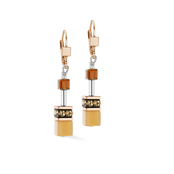 Coeur de Lion GeoCube Iconic Mocha Mousse Earrings