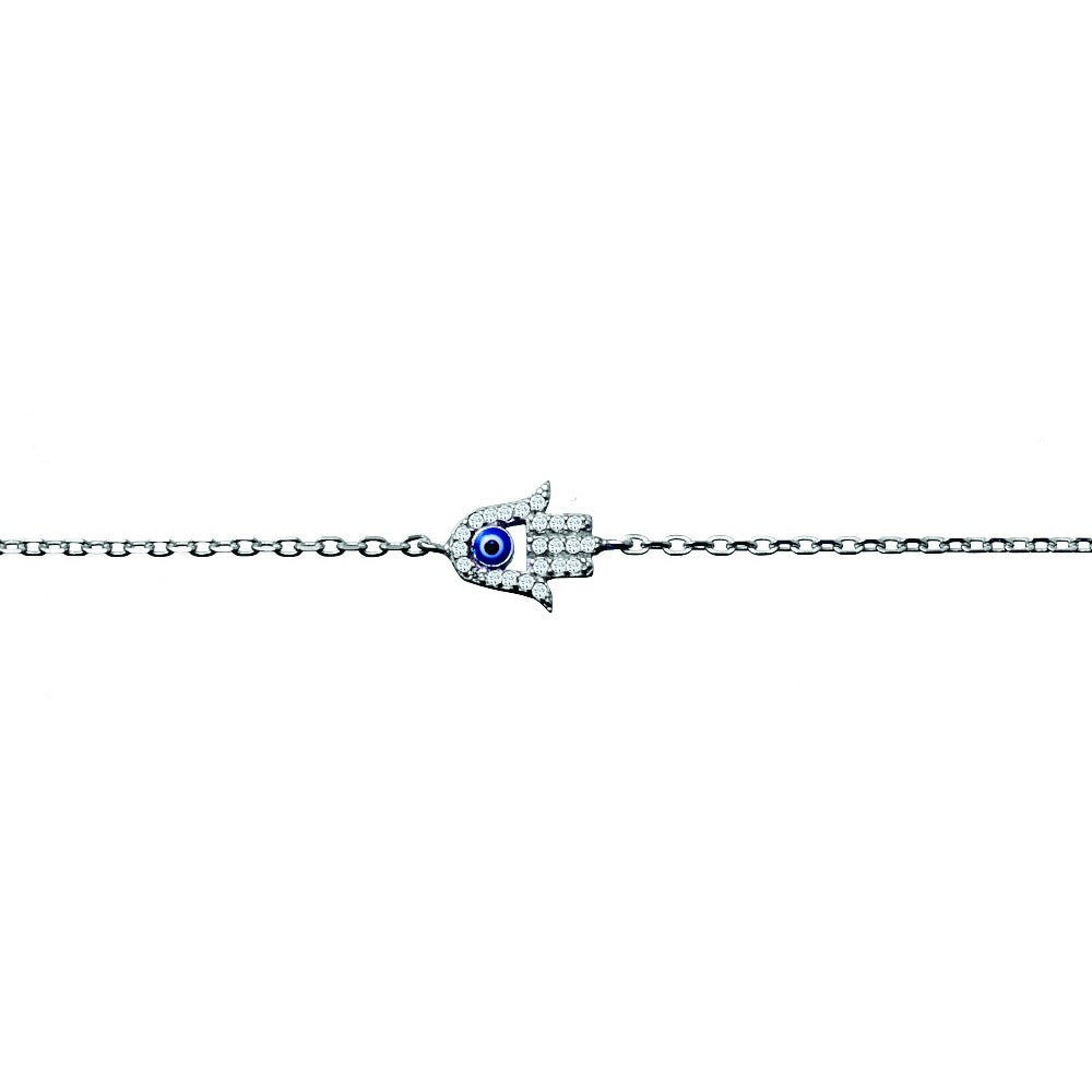 Sterling Silver Hamsa Hand Bracelet