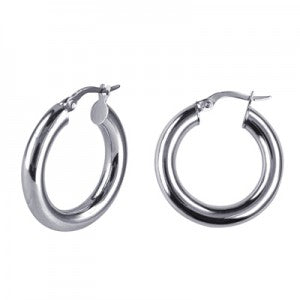 Sterling Silver Italian 4mm Plain Hoop Earrings