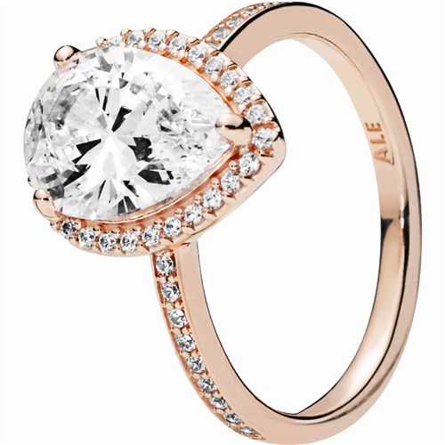 PANDORA Rose Radiant Teardrop Ring with Clear CZ
