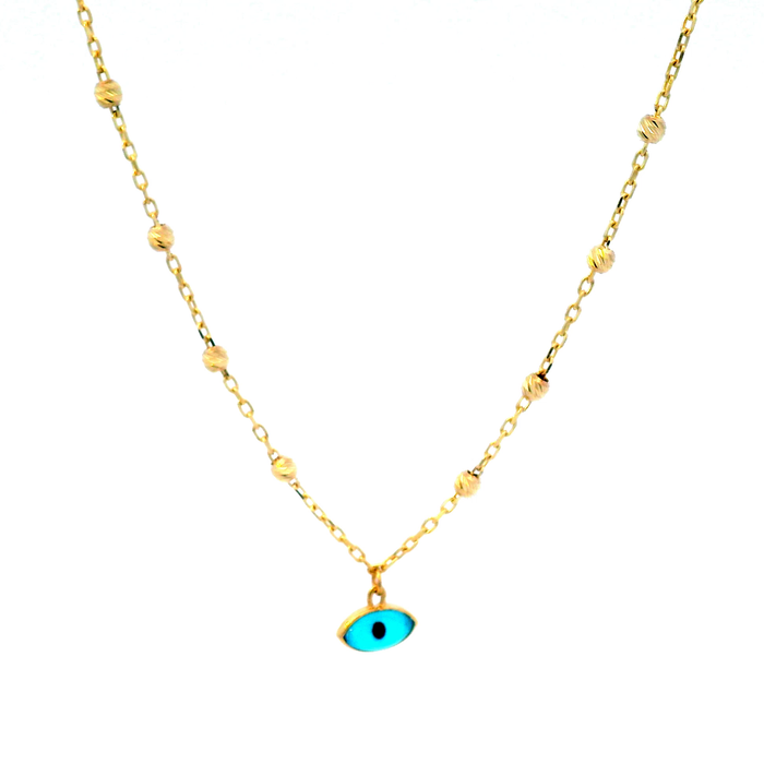 9ct Yellow Gold 6mm x 3mm Evil Eye DC Ball