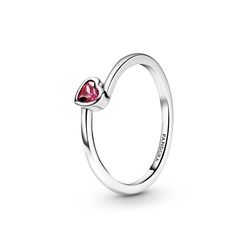 Red Tilted Heart Solitaire Ring - 52