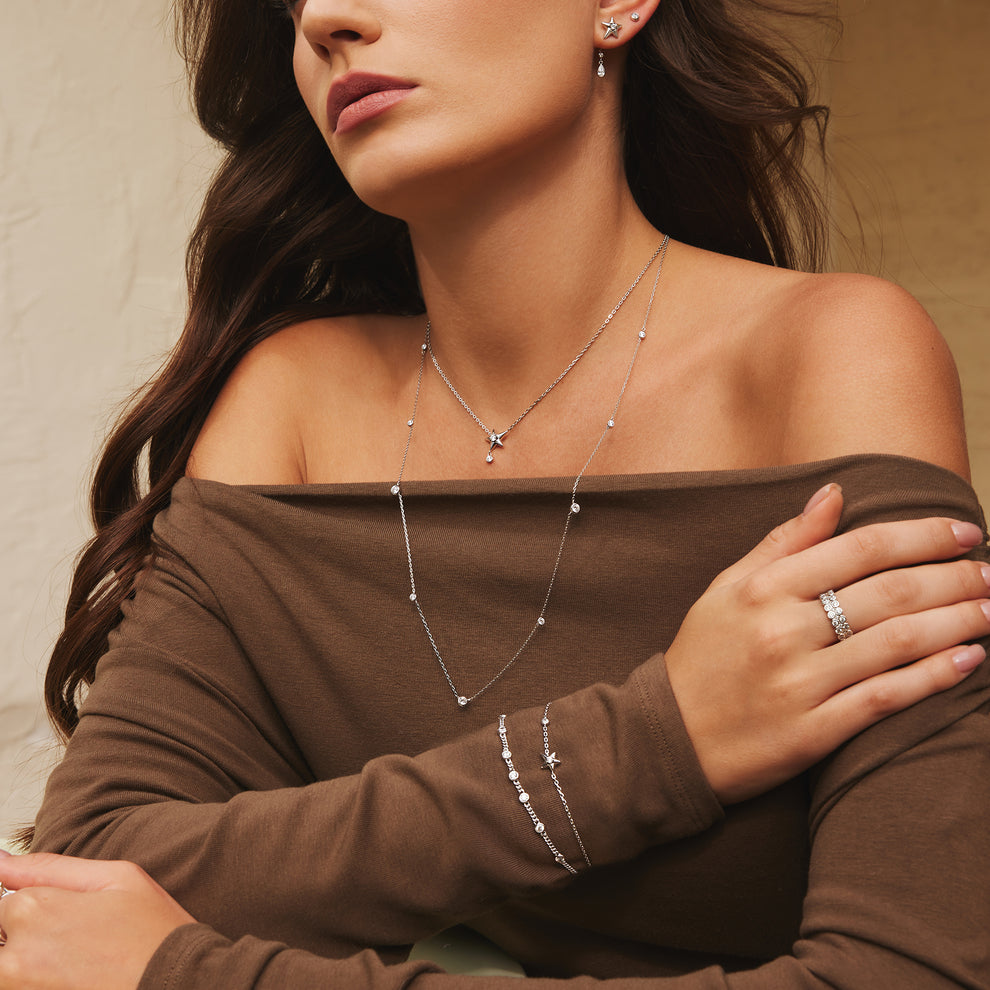 Ania Melodic Sparkling Star Drop Stud Earring
