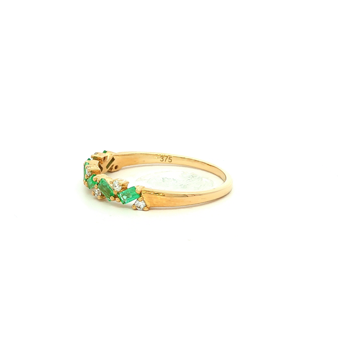 Emerald Baguette and Diamond Dress Ring in Yellow Gold