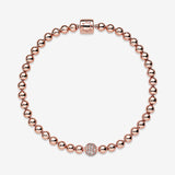 Pandora Rose Beads & Pave Bracelet w Clear CZ