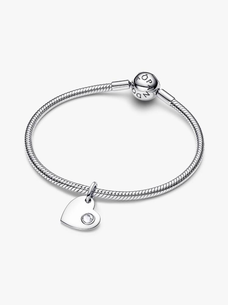 Pandora April Heart Clear Stone Dangle Charm