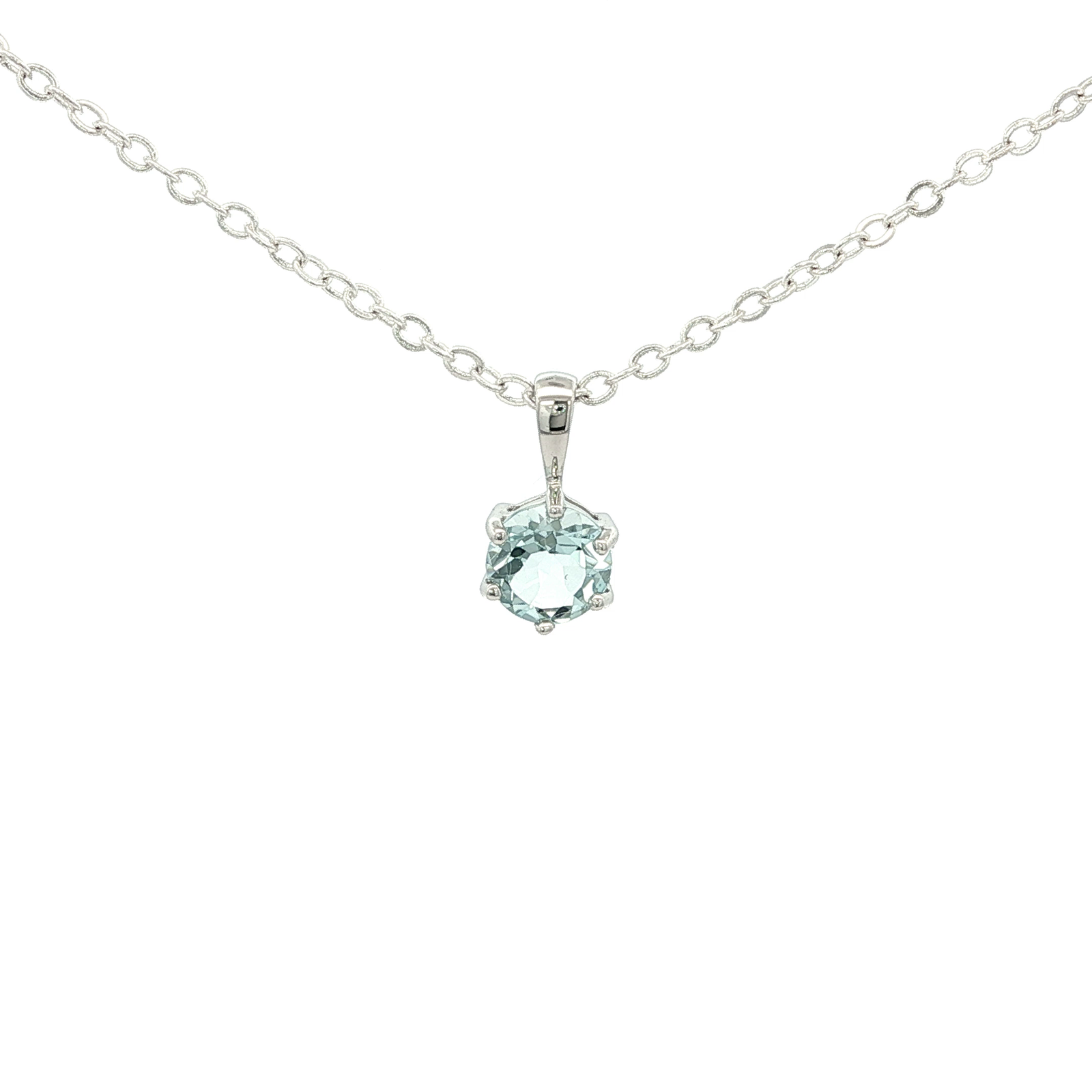 Hexagon Shaped Aquamarine Pendant In White Gold